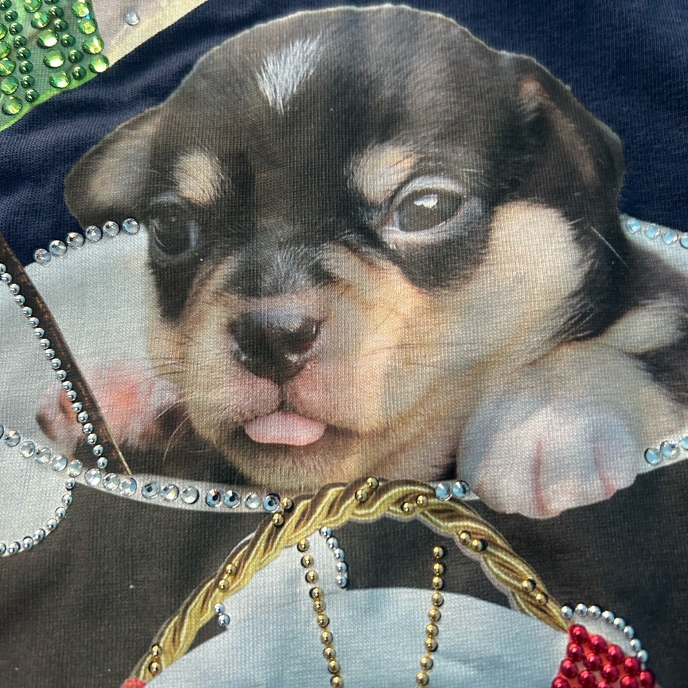 EAN 13 Swarovkski Crystal Embellished Shirt Puppy Nautical Navy NWT Size 42/6 - Picture 3 of 12